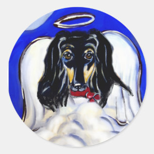 Afghan Hound Engel Runder Aufkleber