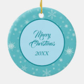 Afghan Hound Evergreen Blue Snowflake Border Keramik Ornament (Hinten)