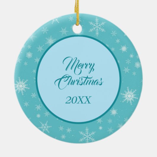 Afghan Hound Evergreen Blue Snowflake Border Keramik Ornament (Hinten)