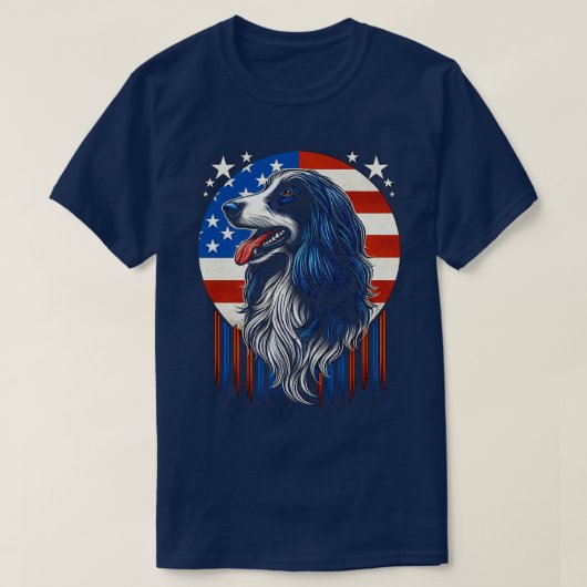 Afghan Hound FLAG USA Hund Lover Funny T-Shirt (Design vorne)