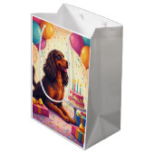 Afghan Hound Geburtstagsfeier Mittlere Geschenktüte (Rückseite Schrägansicht)