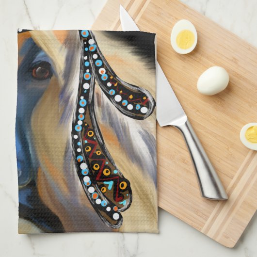 Afghan Hound Geschirrtuch (Viertel Falte)