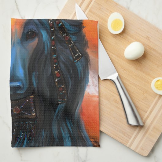 Afghan Hound Geschirrtuch (Viertel Falte)