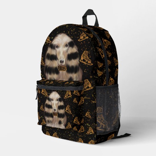 AFGHAN HOUND GOLD BEDRUCKTER RUCKSACK (Rückseitige Ecke Rechts)