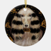 AFGHAN HOUND GOLD  KERAMIK ORNAMENT (Vorne)