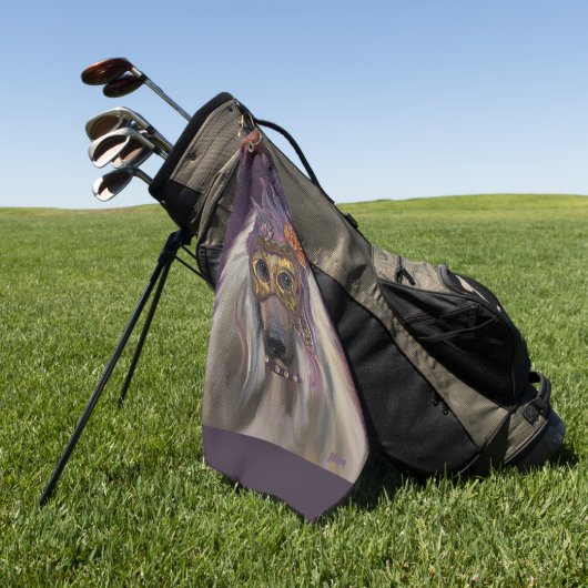 AFGHAN HOUND GOLFHANDTUCH (Gras)