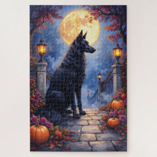 Afghan Hound Gothic Mondlicht Halloween Kunst Puzzle