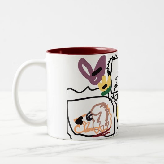 Afghan Hound hearts  Zweifarbige Tasse (Links)
