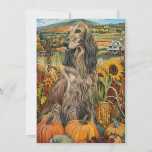 Afghan Hound Herbst Ernte Erntedank Hund Feiertagskarte