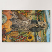 Afghan Hound Herbst Ernte Erntedank Hund Puzzle (Horizontal)