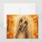 Afghan Hound Herbstwald Hund Postkarte (Vorne/Hinten)