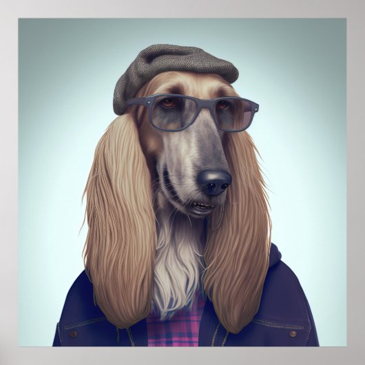 Afghan Hound Hipster Dog Poster (Vorne)