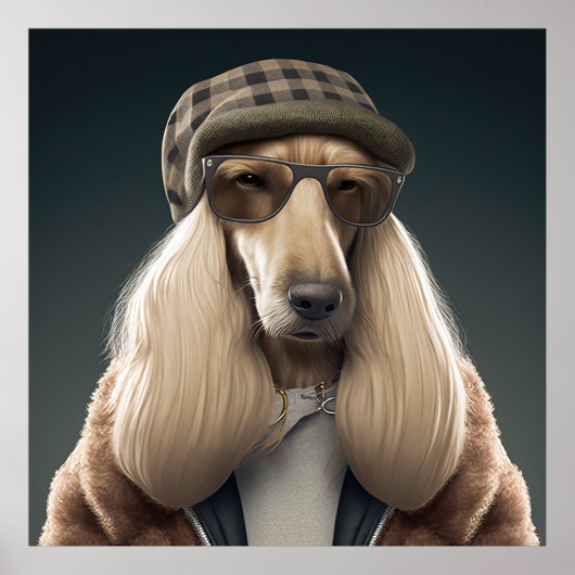 Afghan Hound Hipster Dog Poster (Vorne)