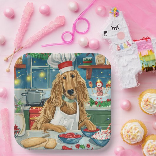 Afghan Hound Holiday Baking: Feierliche Weihnachte Pappteller (Party)