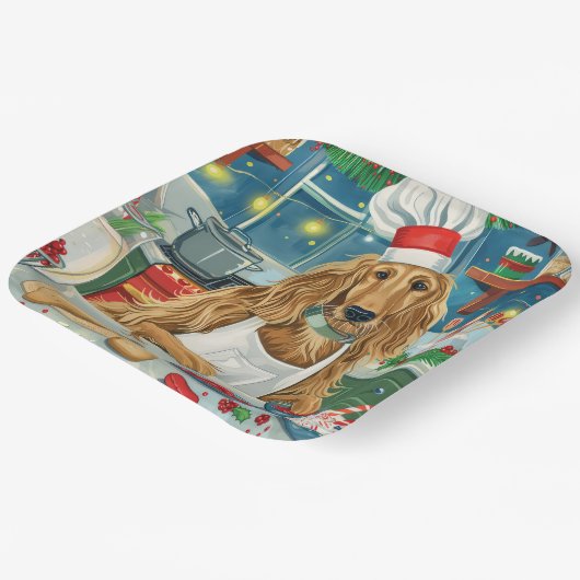 Afghan Hound Holiday Baking: Feierliche Weihnachte Pappteller (Gewinkelt)