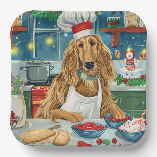 Afghan Hound Holiday Baking: Feierliche Weihnachte Pappteller (Vorderseite)