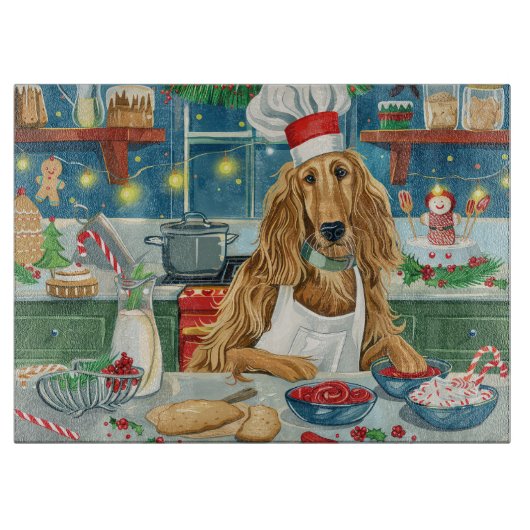 Afghan Hound Holiday Baking: Feierliche Weihnachte Schneidebrett (Vorderseite)
