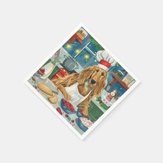 Afghan Hound Holiday Baking: Feierliche Weihnachte Serviette (Ecke)