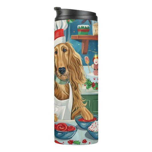 Afghan Hound Holiday Baking: Feierliche Weihnachte Thermosbecher (Nach rechts gedreht)