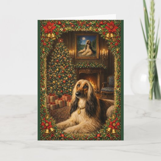 Afghan Hound Holiday Christmas Card Karte (Vorderseite)
