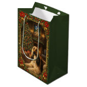 Afghan Hound Holiday Christmas  Mittlere Geschenktüte (Vorderseite Schrägansicht)