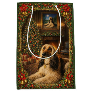Afghan Hound Holiday Christmas Mittlere Geschenktüte