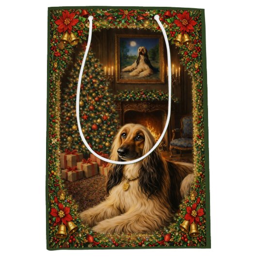 Afghan Hound Holiday Christmas  Mittlere Geschenktüte (Vorderseite)