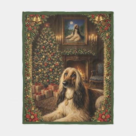 Afghan Hound Holiday Christmas Throw Blanket Fleecedecke (Vorderseite)