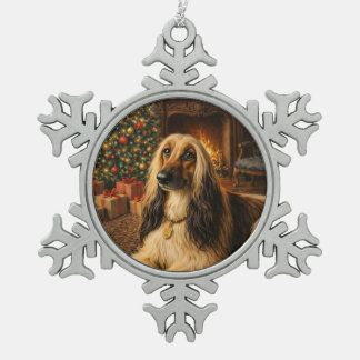 Afghan Hound Holiday Schneeflocken Zinn-Ornament