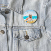 Afghan Hound Hund am Strand Button (Beispiel)