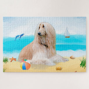 Afghan Hound Hund am Strand Puzzle