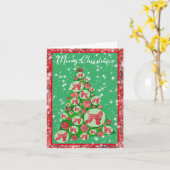 Afghan Hound Hund Frohe Weihnachtsbaum Weihnachtsk Karte (Gelbe Blume)