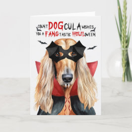 Afghan Hound Hund Funny Count DOGcula Halloween Feiertagskarte