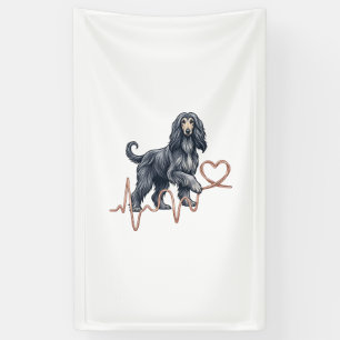 Afghan Hound Hund Herzschlag Linie Herz Banner