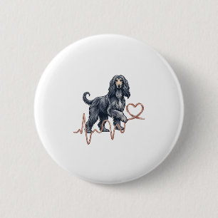Afghan Hound Hund Herzschlag Linie Herz Button