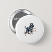 Afghan Hound Hund Herzschlag Linie Herz Button (Vorne & Hinten)