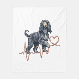 Afghan Hound Hund Herzschlag Linie Herz Fleecedecke