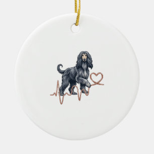 Afghan Hound Hund Herzschlag Linie Herz Keramik Ornament