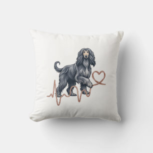 Afghan Hound Hund Herzschlag Linie Herz Kissen