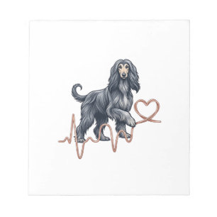 Afghan Hound Hund Herzschlag Linie Herz Notizblock