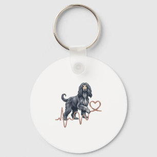 Afghan Hound Hund Herzschlag Linie Herz Schlüsselanhänger