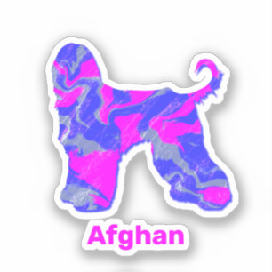 Afghan Hound Hund Hot Pink & Blau Aufkleber