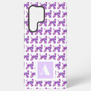 Afghan Hound Hund Lila Silhouette Monogramm Samsung Galaxy Hülle