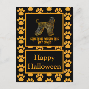 Afghan Hound Hund Silhouette Happy Halloween Orang Postkarte