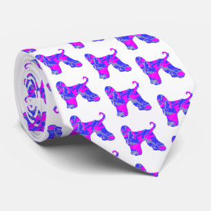 Afghan Hound Hund Silhouette Pink & Blau Weißer Ha Krawatte