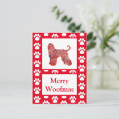 Afghan Hound Hund Silhouette Red Frohe Weihnachten Postkarte (Stehend Vorderseite)