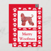Afghan Hound Hund Silhouette Red Frohe Weihnachten Postkarte (Vorne/Hinten)