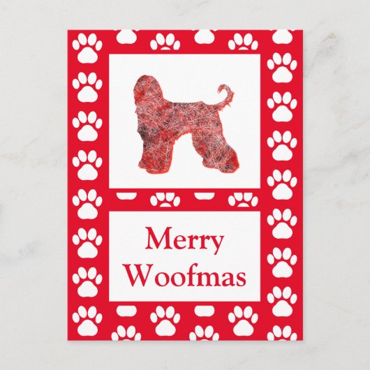 Afghan Hound Hund Silhouette Red Frohe Weihnachten Postkarte (Vorderseite)