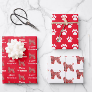 Afghan Hound Hund Silhouette Red Merry Woofmas Geschenkpapier Set
