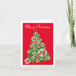 Afghan Hound Hund Silhouette Weihnachtsbaum Rot Karte